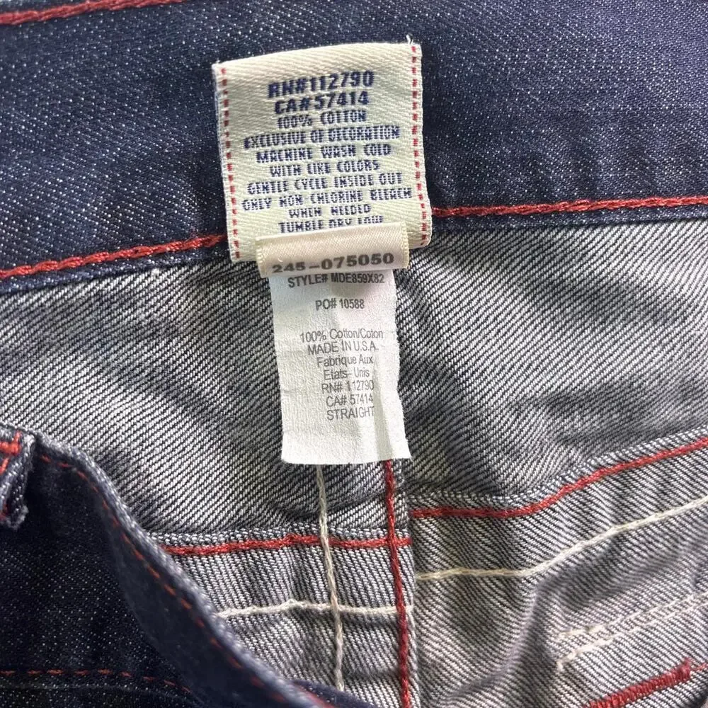 Vintage True Religion Straight Horseshoe Pocket Dark Wash Denim Jeans Mens Sz 34